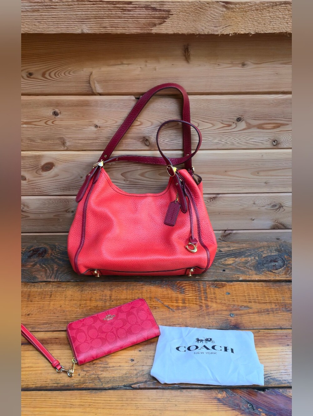 Coach Lori Leather Shoulder Bag with Matching Wallet